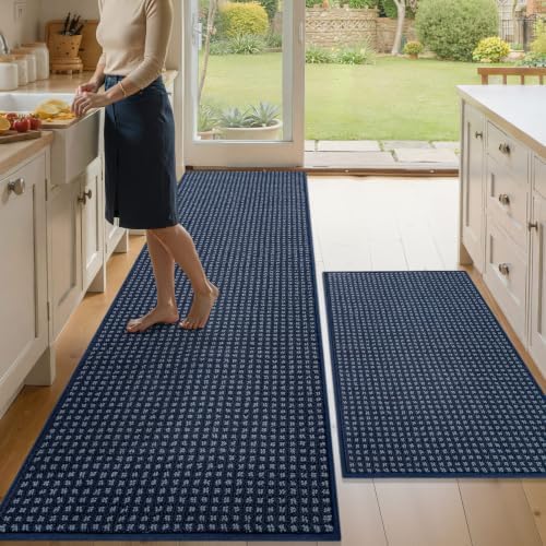 hicorfe Waffle Kitchen Runner Rugs Set of 2,Non Slip Kitchen Mats for Floor by Hicorfe