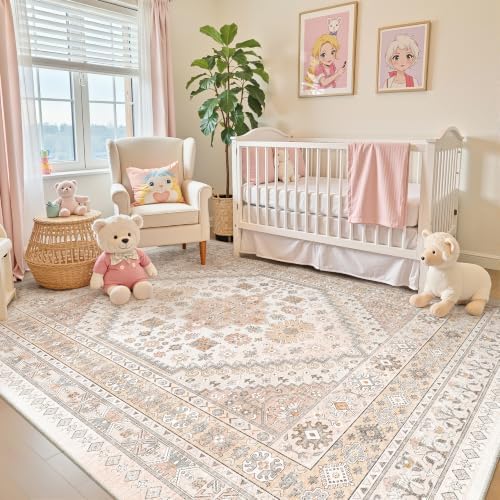 zesthome Pink Nursery Rugs for Girls Room-5x7 Area Rugs for Living Room by Zesthome