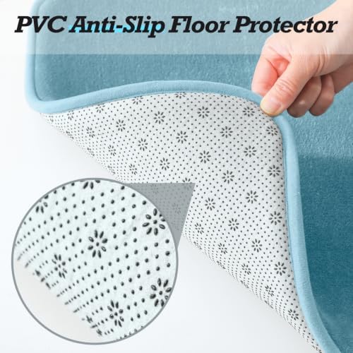 HUXMEYSON Bathroom Rugs Sets 2 Piece, Non-Slip & Quick Dry Bath Mat Set, Ultra Soft Velvet Bath Rugs for Bathroom, Toilet and Shower Floor, Lake Blue - Image 4