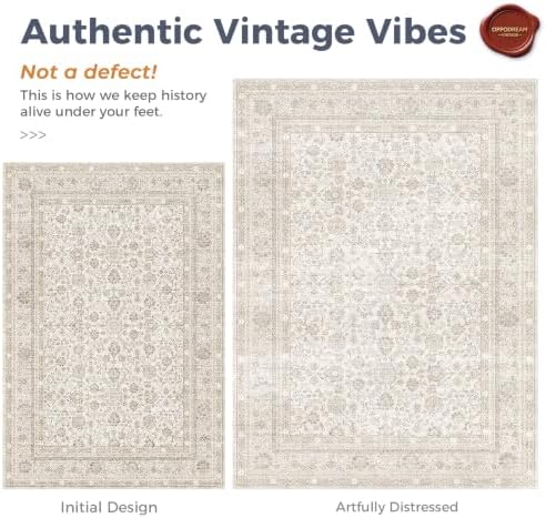 OPPODREAM Vintage Light Yellow Area Rugs 4x6, Washable Rug for Living Room - Image 3