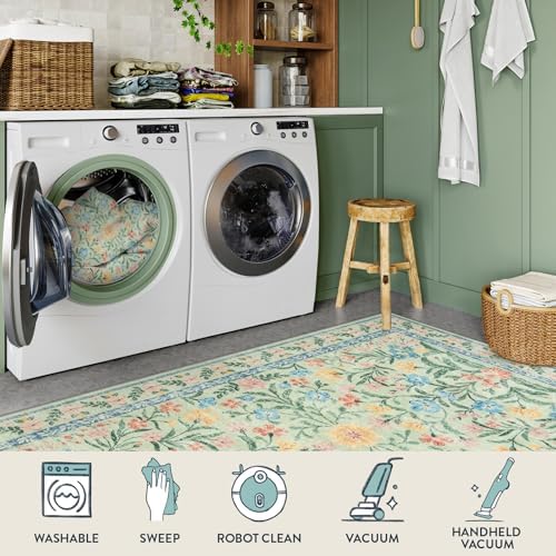 Lahome Green 8x10 Playroom Bedroom Rug, 8x10 Boho Cottage Core Rug - Image 6