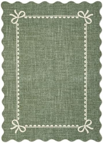 GarveeHome Scalloped Bow Rug 8x10 Washable Green Rug for Living Room - Image 5