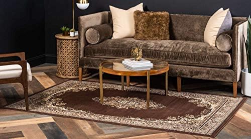 Unique Loom Reza Collection Traditional Persian Style Area Rug, 8 x 10 ft, Brown/Ivory - Image 3