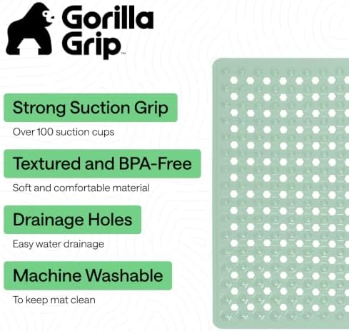 GORILLA GRIP Square Shower Stall Mat, Bathtub Floor Mat, 21x21 Mint Opaque - Image 2