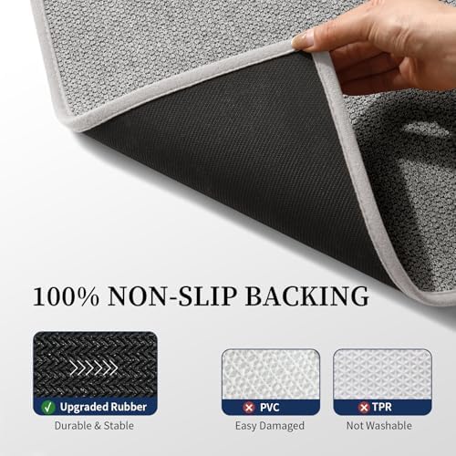 YIHOUSE Gray Bathroom Rugs Sets 2 Piece, Quick Dry Thin Bath Mat, Non Slip Absorbent Machine Washable, Bath Runner Rug for Bathtub Sink Home Decor (17"x24" + 17"x47") - Image 6