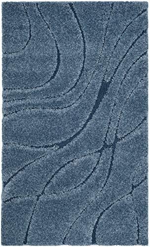 SAFAVIEH Florida Shag Rug 3'3"x5'3", Soft Light Blue & Blue SG471-6065 - Image 2