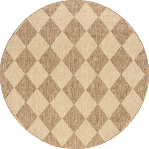 nuLOOM Sabina Brown Trellis Power Loomed Indoor/Outdoor Area Rug, 8' Round - Image 3