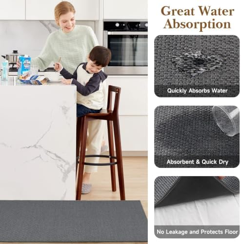 Kitchen Rugs Set of 2, Washable Floor Mats, Grey 20x32+20x47in - Image 4