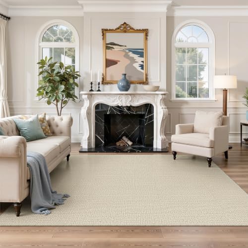 Valenrug 5x8 Area Rug, High-Low Pile Washable Rugs for Living Room, Beige by Valenrug
