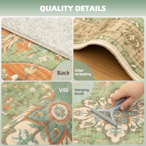 Washable 2x3 Entry Rug, Floral Vintage Design Area Rug,Non Slip Laundry Room Floor Carpet,Stain Resistant, for Living Room Bedroom Dining Room Kitchen - Image 4