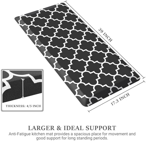 WISELIFE Kitchen Runner Rugs Anti-Fatigue mats,17.3" x 39", 4/5 Inch, Black - Image 2