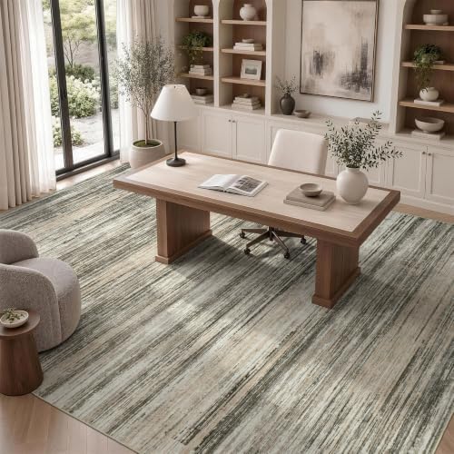 Lofus 8x10 Area Rug for Living Room, Abstract Washable Non-Slip Rugs, Taupe - Image 6