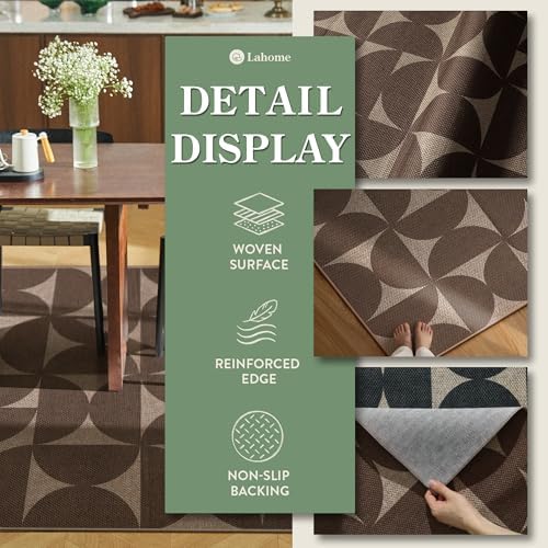 Lahome Tan Outdoor Rug 5x7, Semi Circle Easy Jute Indoor Outdoor Patio Rug - Image 4