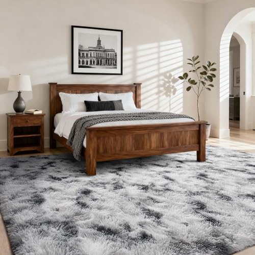 7x10 Ft Extra Large Shag Rugs for Living Room, Tie Dyed Ultra Soft Fluffy Furry Area Rugs for Bedroom Indoor Floor, Aesthetic Carpet for Kids Home Decor Black White - Image 3