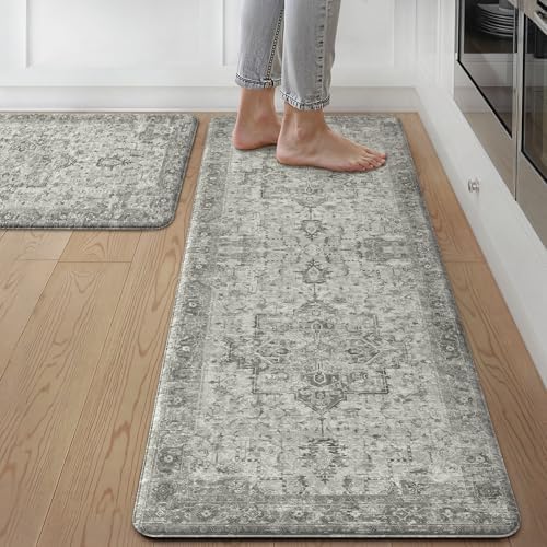GENIMO Anti Fatigue Kitchen Mats for Floor 2PCS, Standing Rugs,Gray - Image 6