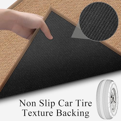 12ft Natural Jute Hallway Runner Rug Non Slip Washable, Rubber Backed Long Indoor Entryway Runner, Absorbent Kitchen Carpet Sink Rug, Camel - Image 6