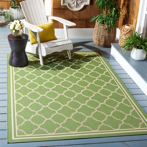 SAFAVIEH Washable Rug Outdoor Courtyard Collection - 4' x 5'7", Green & Beige, Non-Shedding & Easy Cleaning, Ideal for Patio, Backyard, Mudroom (CY6918-244) by Unknown