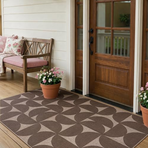 Lahome Semi Circle Easy Jute Rugs for Entryway, Tan 3x5 Washable Rug by Lahome