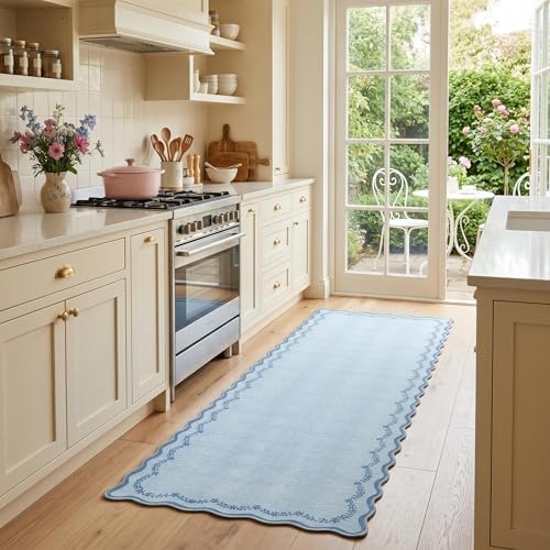 GarveeHome 2x6 Scalloped Washable Runner Rug Non Slip Hallway Kitchen Rug by GarveeHome