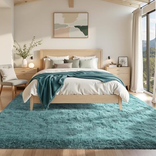 8x10 Area Rugs for Living Room Teal Shag Rugs,Modern Plush Non-Slip Soft Carpets for Bedroom Kids Nursery Dorm Daycare Floor - Image 3