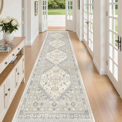 zesthome 2x10 Runner Rug Non Slip,Washable Hallway Runner Rug,Beige by Zesthome