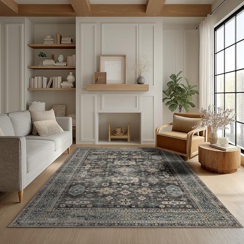 Ruaruarug Washable Area Rug 4×6 for Living Room, Ultra Soft, Silver by Ruaruarug