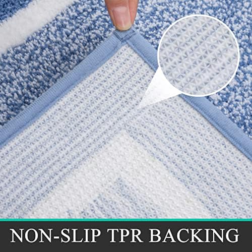 Pauwer Bathroom Rugs Sets 2 Piece, Non Slip Washable Bath Mat, Blue - Image 5