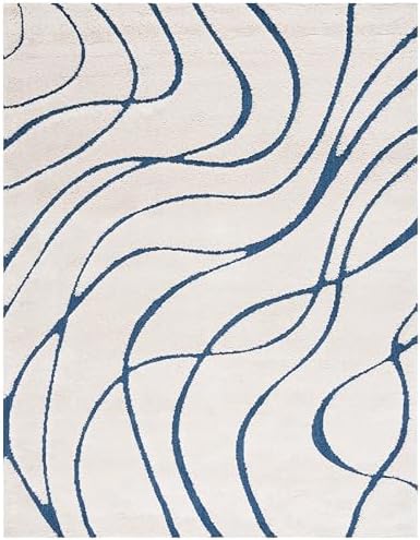 SAFAVIEH Florida Shag Rug 9'x12', Soft Plush Modern Cream & Blue SG471-1165 - Image 2