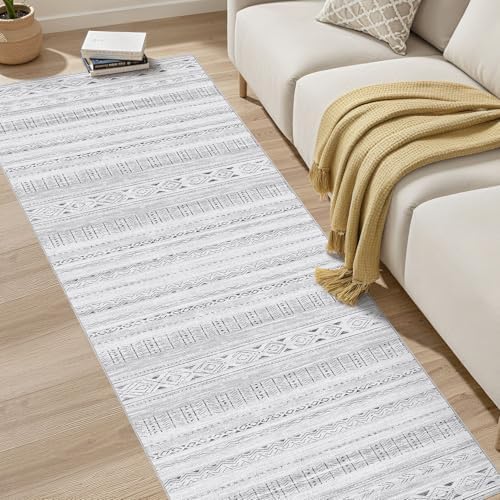 cotiled Hallway 2.6x8 Runner Rugs Washable Boho Rug Dark Grey - Image 5