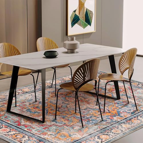 CHAMPLANT Washable Area Rug 8'x10' Boho Chic Medallion Distressed Design Non-Shedding Easy Care Ideal for High Traffic Areas in Living Room Bedroom Office Coffee Table Large Carpet - Image 2
