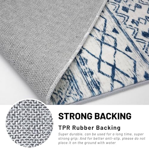 KUTA Moroccan Washable Hallway Runner Rug 2x8 Vintage Blue White - Image 6
