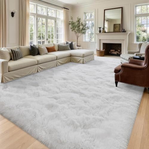 7x10 Large White Fluffy Soft Area Rug Non-Slip for Living Room Bedroom - Image 2
