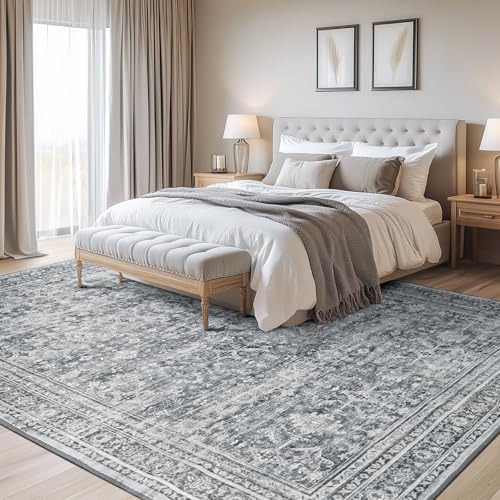 9x12 Area Rug for Living Room, Non-Slip Washable Grey Large Carpet - Image 2