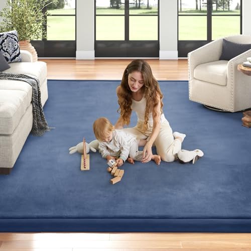 Baby Play Mat for Floor Nursery Rug Muscle Mat Area Rug Playroom Rug 59"x79" Playpen Mat Elastic Foam 1.3" Thick Crawling Mat for Babies,Toddlers, Infants, Kids,Sapphire Blue - Image 6