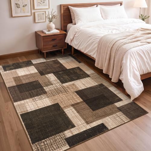 Washable 4x6 Entryway Rug, Area Rugs for Bedroom Kitchen, Chocolate - Image 3