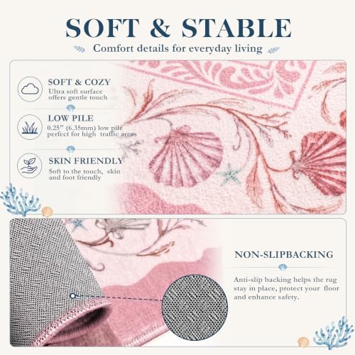 Arenarug 3x5 Kids Playroom Rug Washable Coastal Nursery Rug, Blush Pink - Image 5