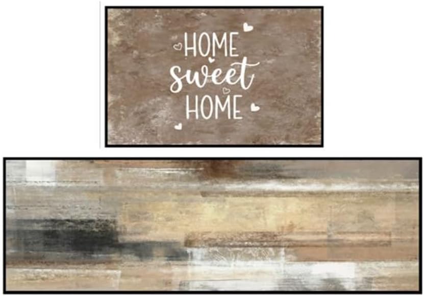 Kitchen Rugs Set of 2 Non Slip WashableFarmhouse Rustic Abstract by Nesphy