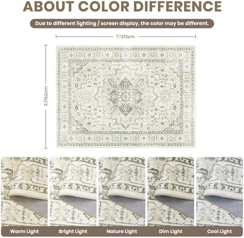 zesthome 5x7 Area Rugs for Living Room,Large Washable Rug,Beige - Image 2