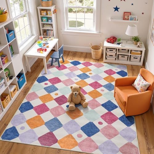 jinchan 6x9 Classroom Rug Washable Kids Rug Colorful Playroom Mat Berries by JINCHAN