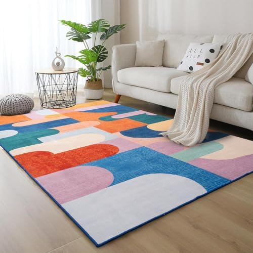 Ompaa Living Room Rug 5x8 Candy Area Rug Machine Washable Rug Non Slip Indoor Large Rugs for Bedroom, Classroom, College Dorm, Farmhouse, Dining Room, Kids Playroom - Image 5
