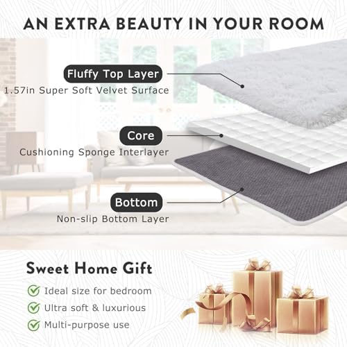 9x12 Fluffy White Rug for Bedroom Living Room Washable Non-Slip - Image 6