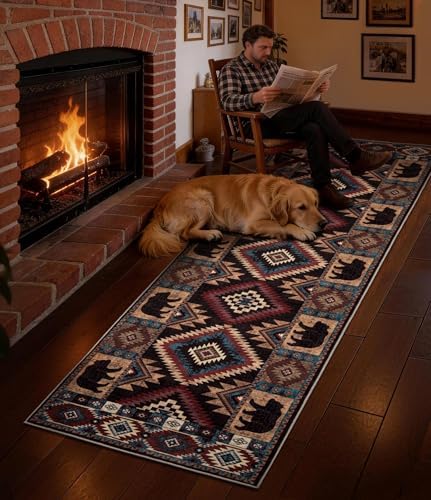 YIHOUSE Washable Western Cabin Runner Rug 2'8''x8 Hallway - Image 3