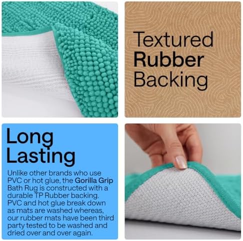 GORILLA GRIP Bathroom Area Rug Sets 2 Piece, Soft Chenille, 30x20 Turquoise - Image 4