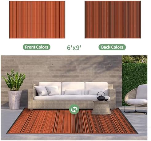 GENIMO Fall Decor Outdoor Rug, Plastic Rugs for Patio, 6'x9' Carbon Orange - Image 4