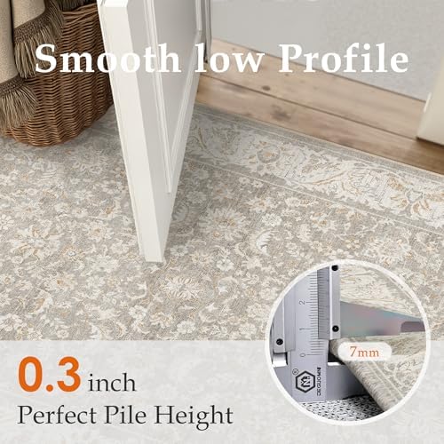 2x3 Taupe Washable Area Rug Non Slip Retro Distressed Doormat - Image 5