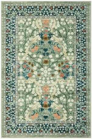 GarveeHome Floral 3x5 Area Rugs for Entryway, Washable Kitchen Rug Non Slip, Low Pile Bedroom Rug, Ultra Soft Stain Resistant Small Carpet for Laundry Room, Sage Green - Image 4
