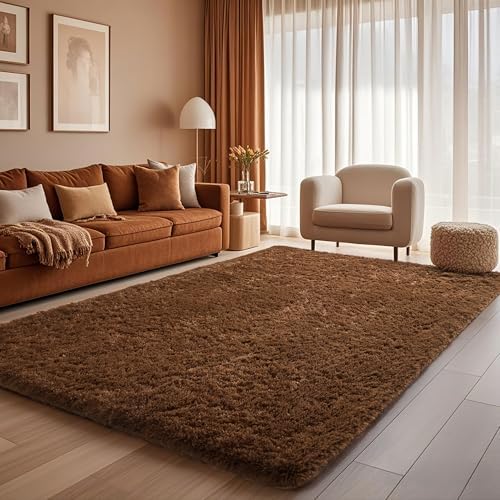 Ophanie Brown Rugs for Living Room Bedroom, 6x9 Fluffy Fuzzy Furry Carpet,Plush Soft Shaggy Bedside Indoor Floor Area Rug for Kids Girls Boys Baby Teen Dorm Nursery Decor with Over 99 pcs Pile fibers - Image 6