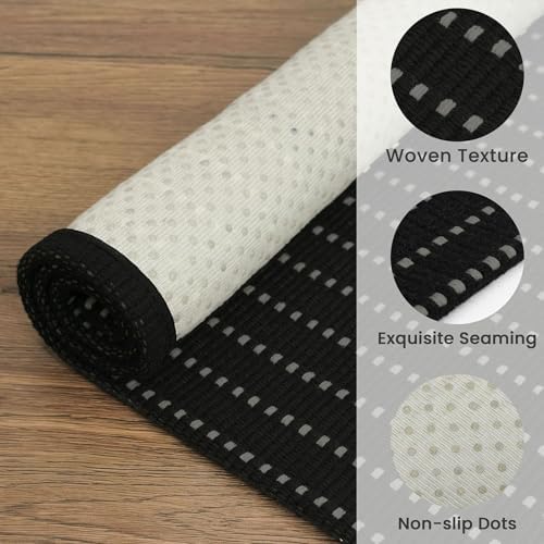 EARTHALL Washable Runner Rug, Non Slip Hallway Runner, 2x6 Ft, Black/Grey - Image 5