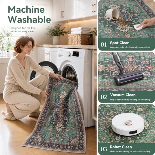 9x12 Area Rugs for Living Room, Washable Area Rug, Green - Image 6