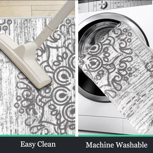 HEBE Boho Kitchen Rugs Set of 3, Non Slip Washable Kitchen Mats for Floor - Image 4